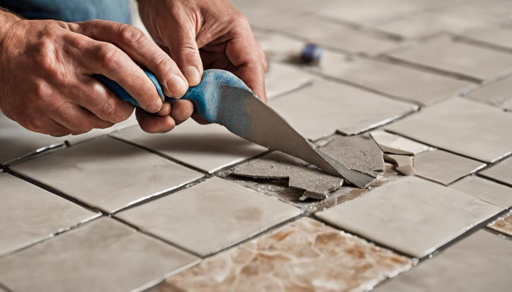fixing damaged floor tiles
